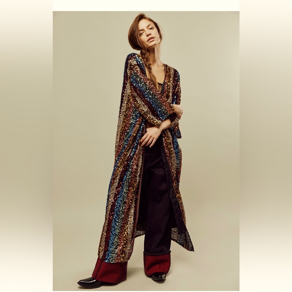 NWT Free People Sequin Prism Kimono